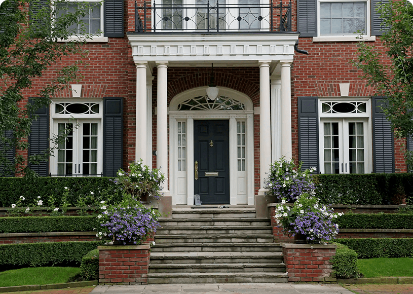 Elegant front door and steps