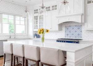 Modern kitchen with blue accents