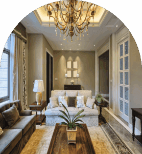 Stylish interior design in neutral tones