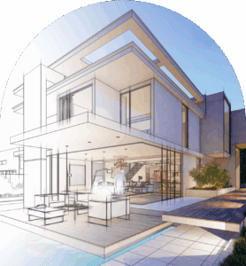 Digital illustration of luxury home design