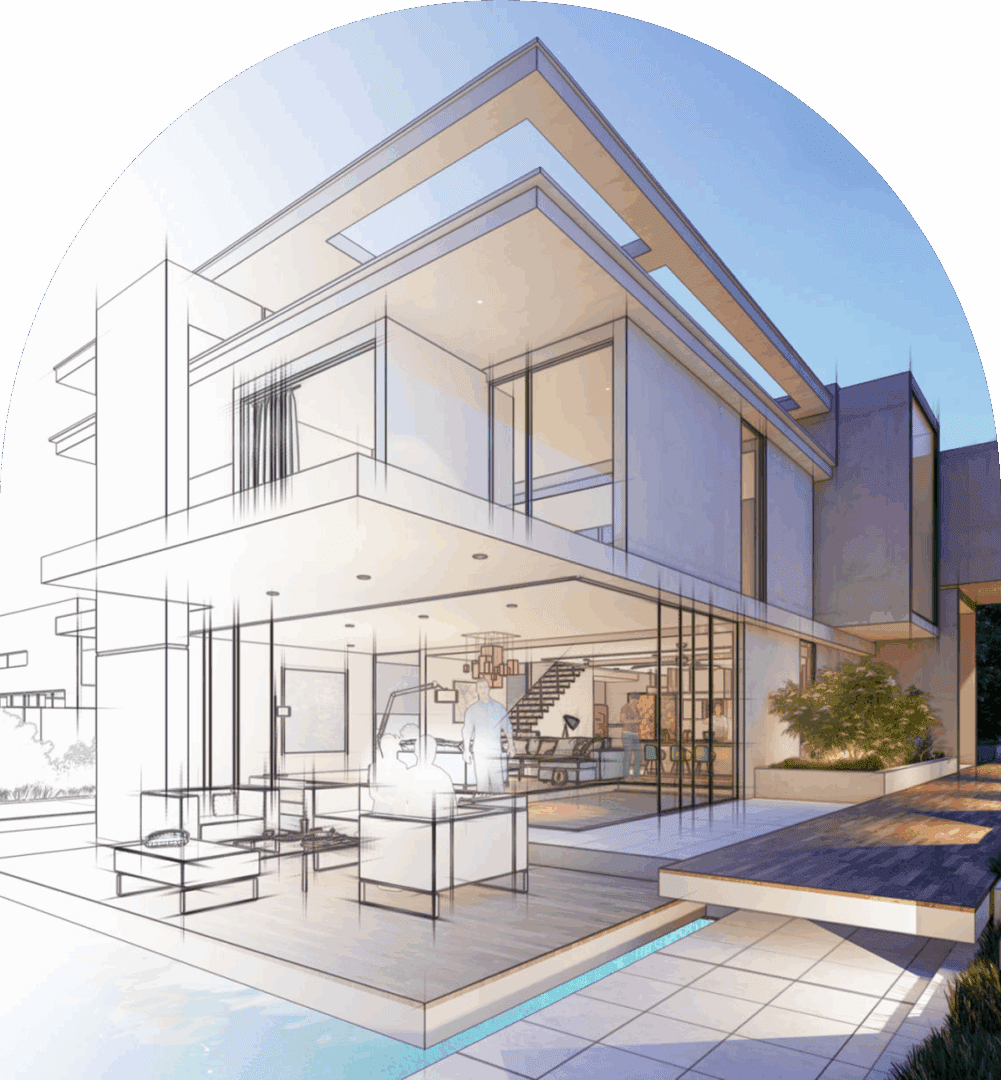 Digital illustration of luxury home design