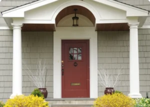 Red door with porch columns