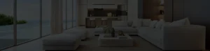 Modern living room with ocean view